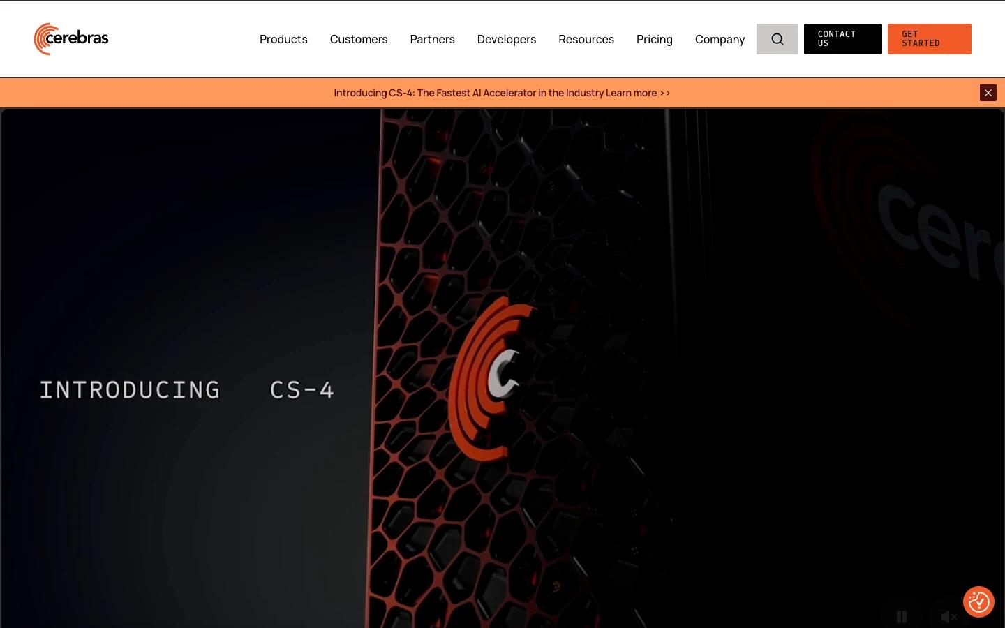 Screenshot of the Cerebras homepage, captured on 2026-09-15
