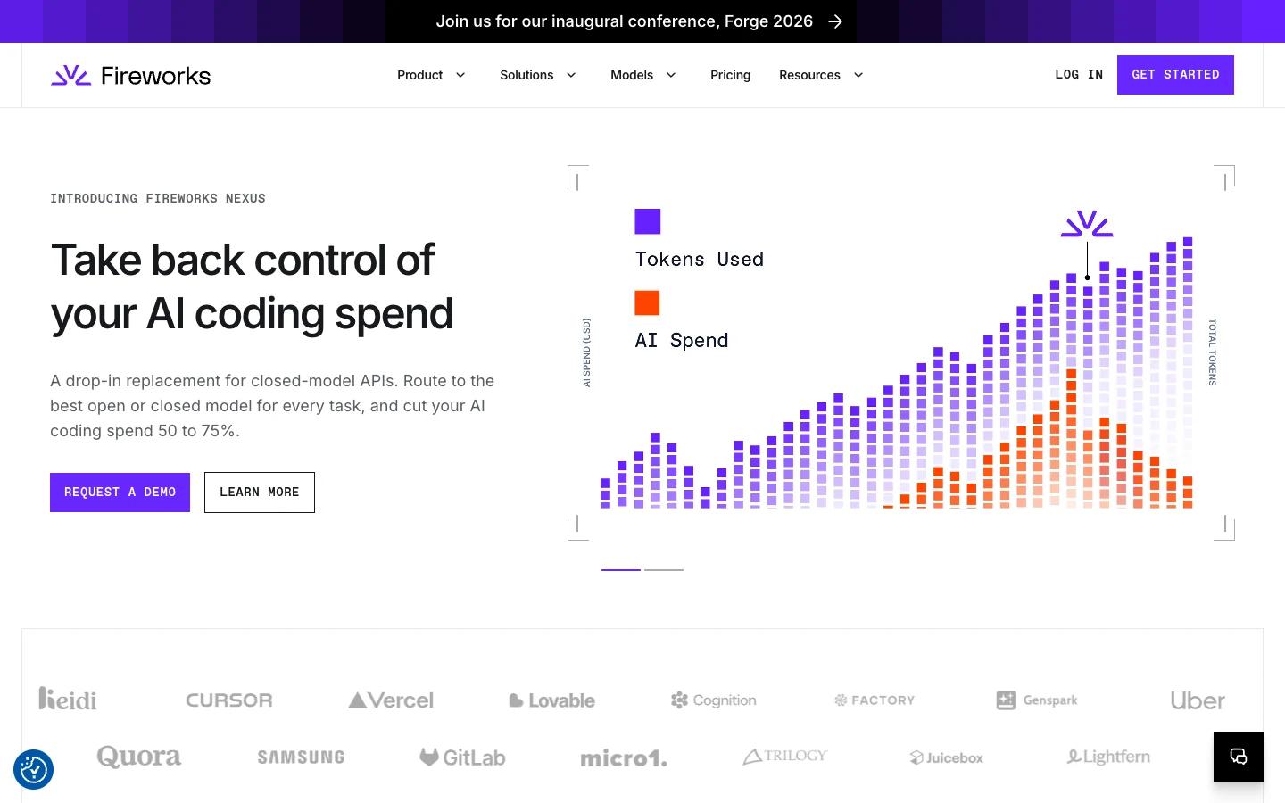 Screenshot of the Fireworks AI homepage, captured on 2026-09-15