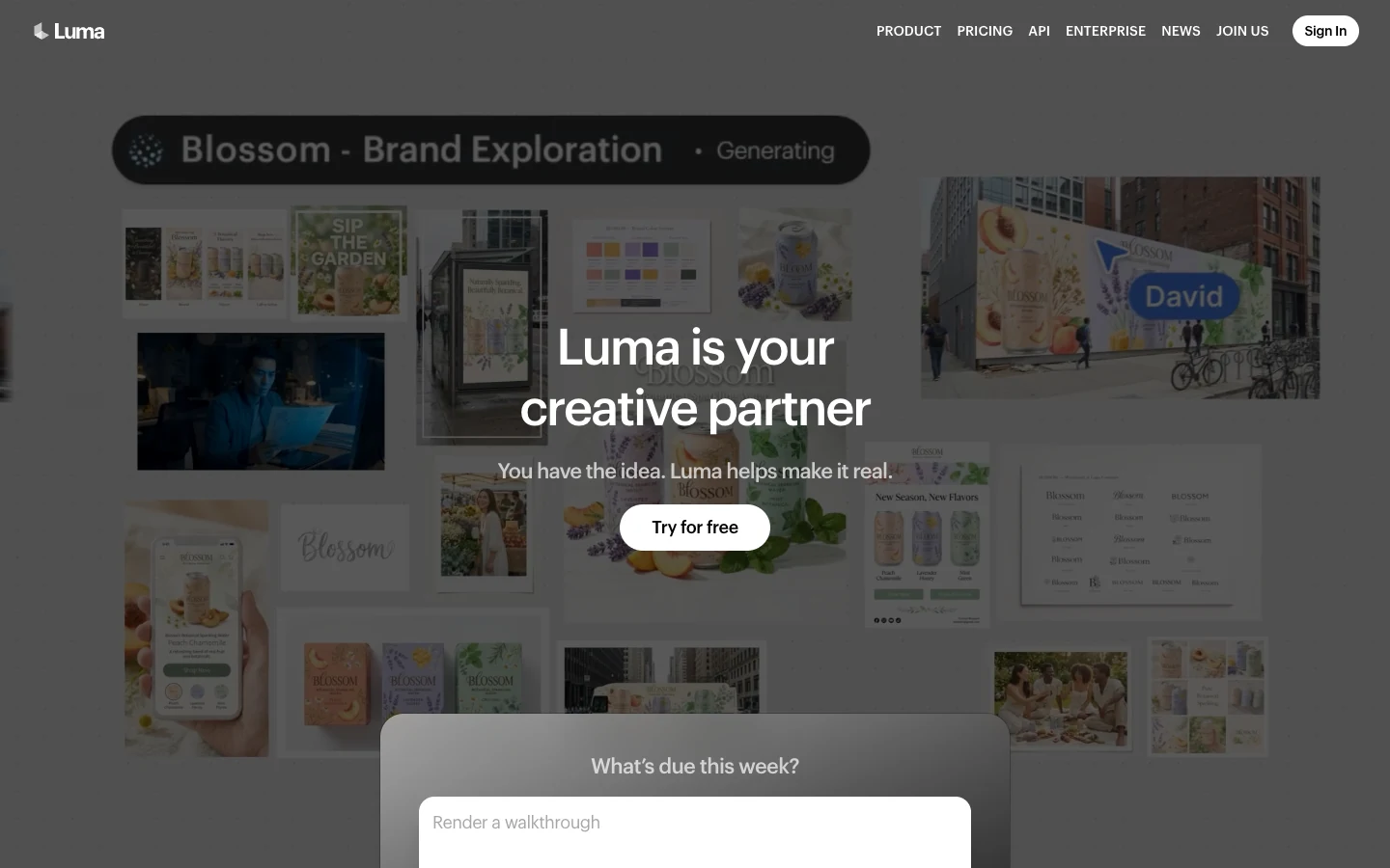 Screenshot of the Luma AI homepage, captured on 2026-09-25