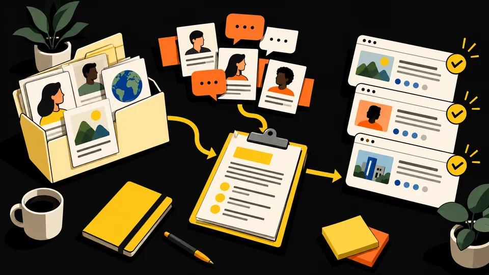 Brand research and audience discussions feed an editorial brief and three source-backed web pages.