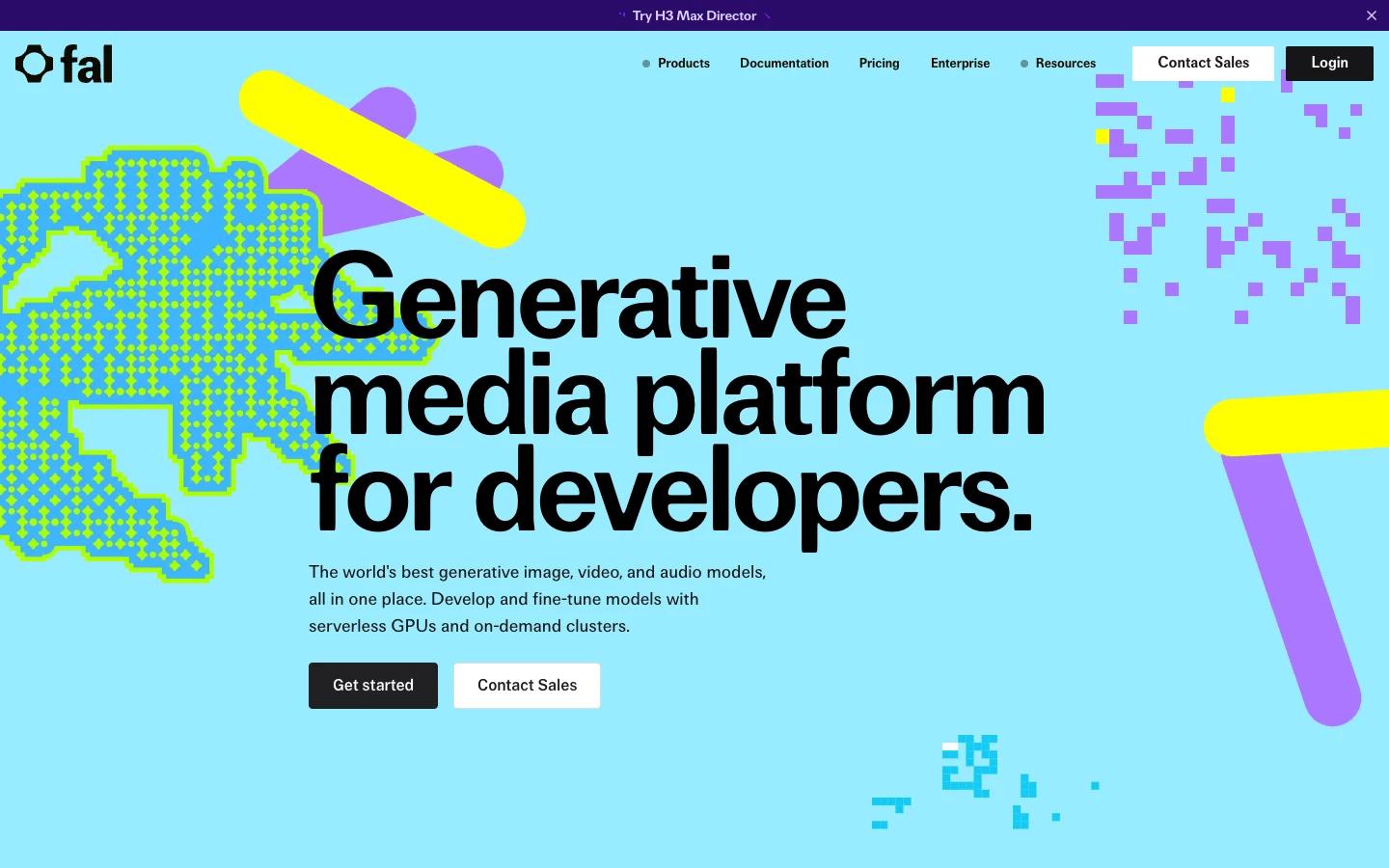 Screenshot of the fal.ai homepage, captured on 2026-09-14