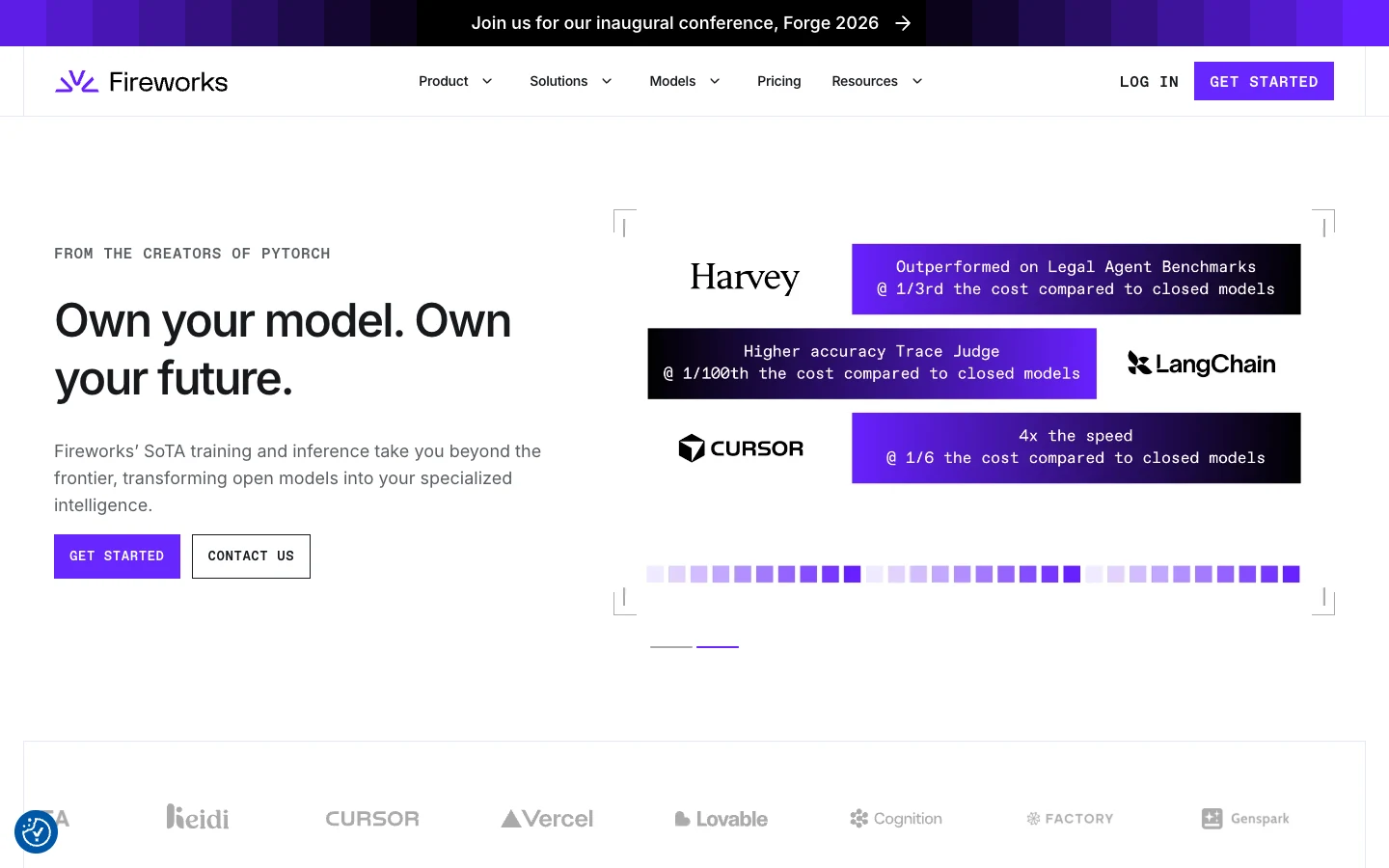 Screenshot of the Fireworks AI homepage, captured on 2026-10-07