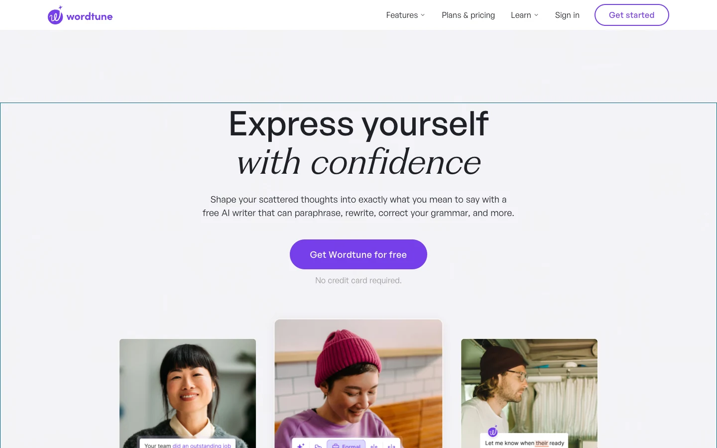 Screenshot of the Wordtune homepage, captured on 2026-09-29