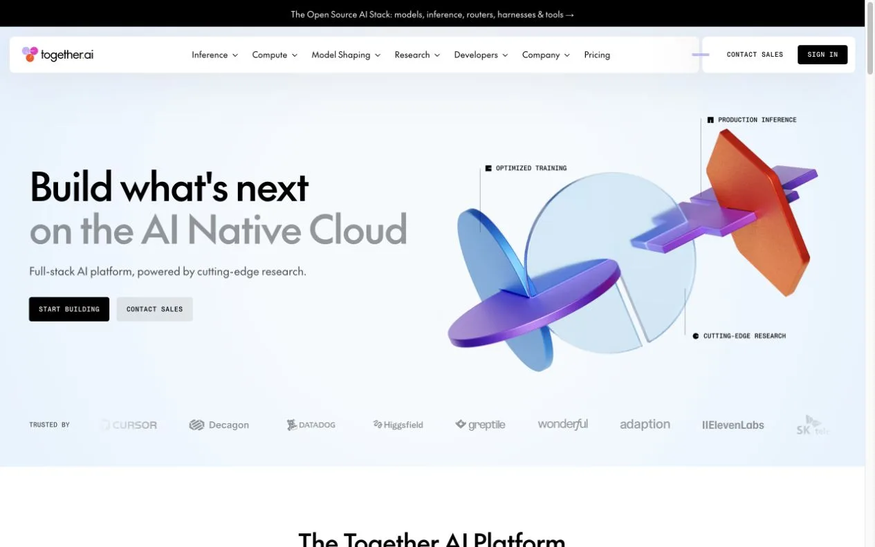 Together AI official homepage