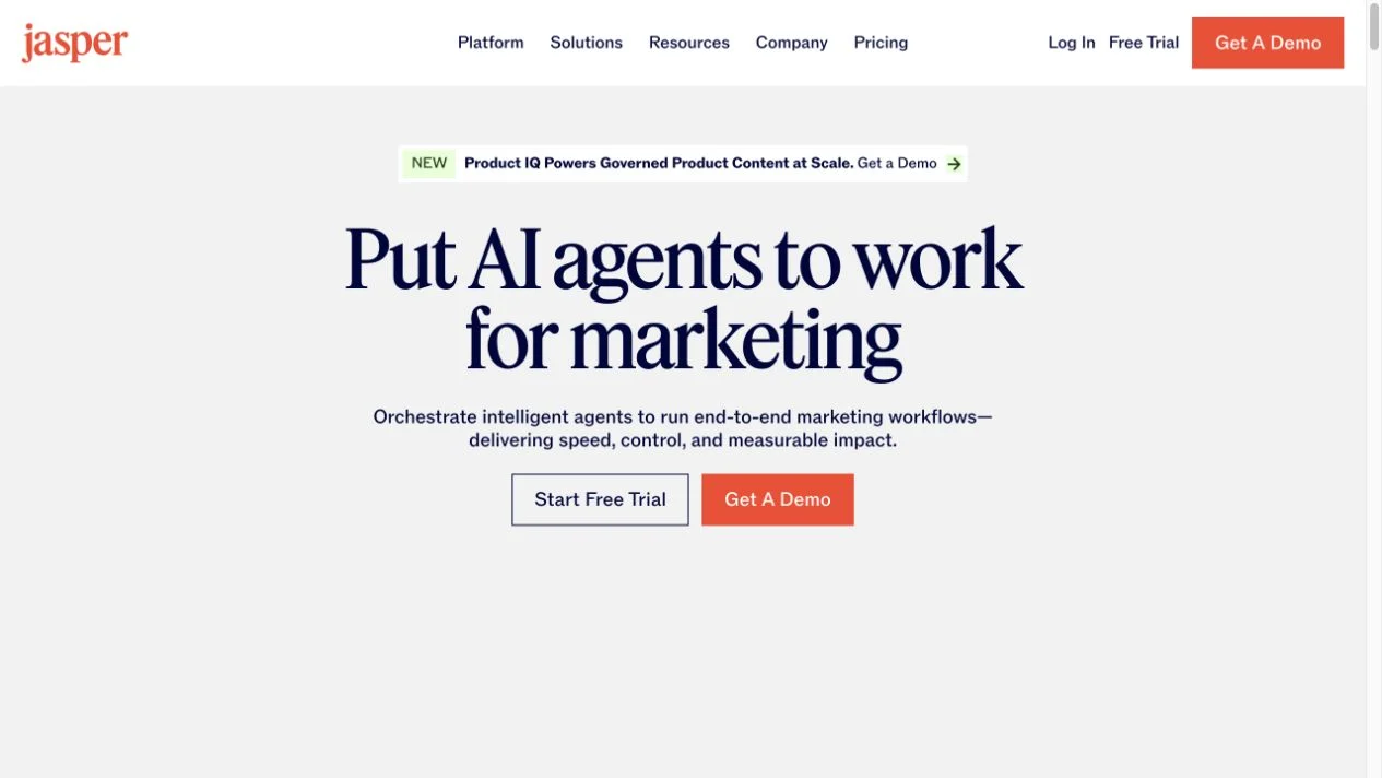 Screenshot of the Jasper homepage, captured on 2026-09-23
