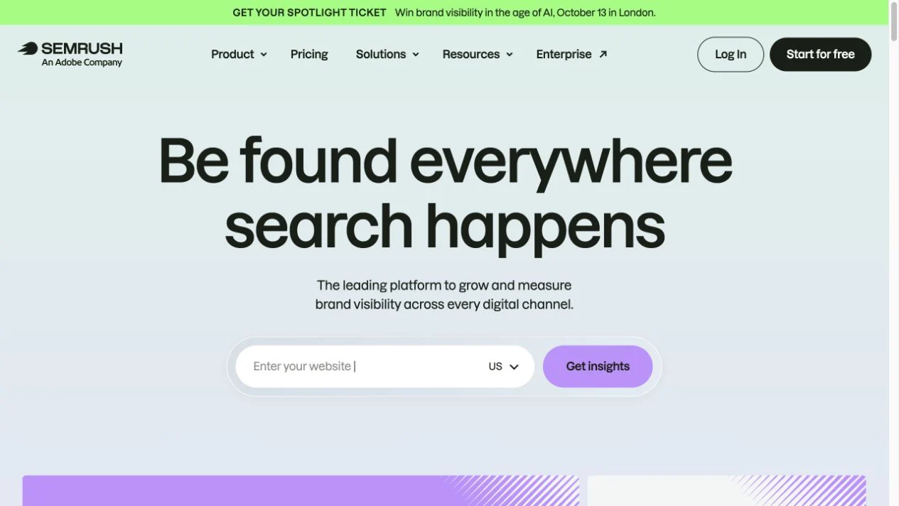 Screenshot of the Semrush Link Building Tool homepage, captured on 2026-09-23