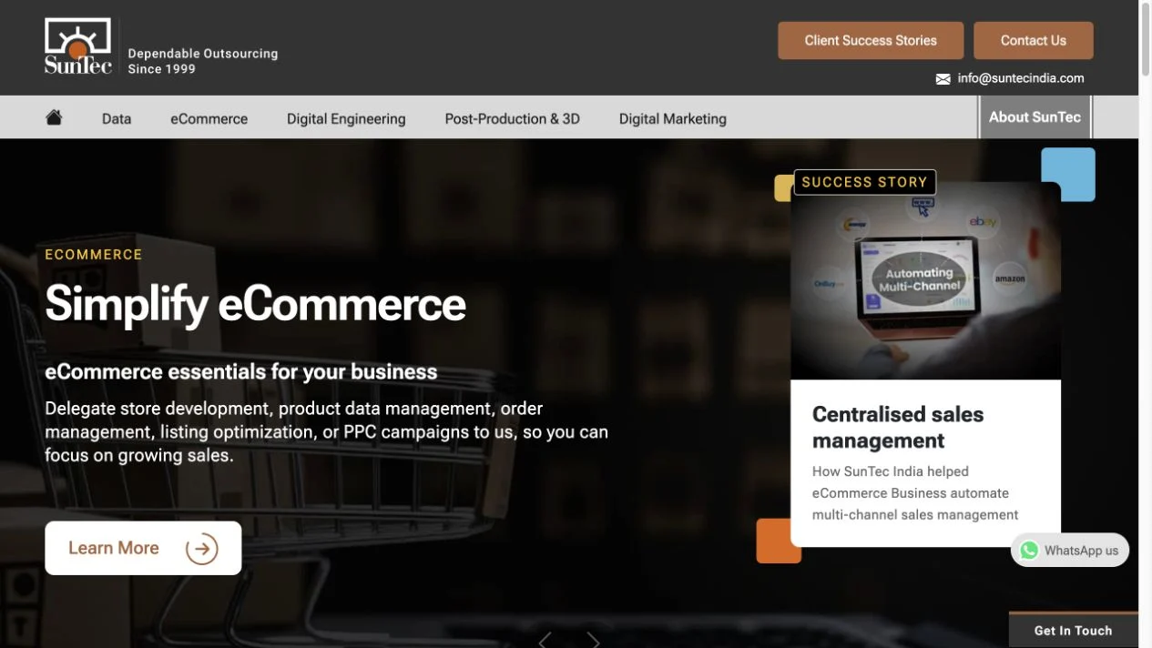 Screenshot of the SunTec India homepage, captured on 2026-09-23