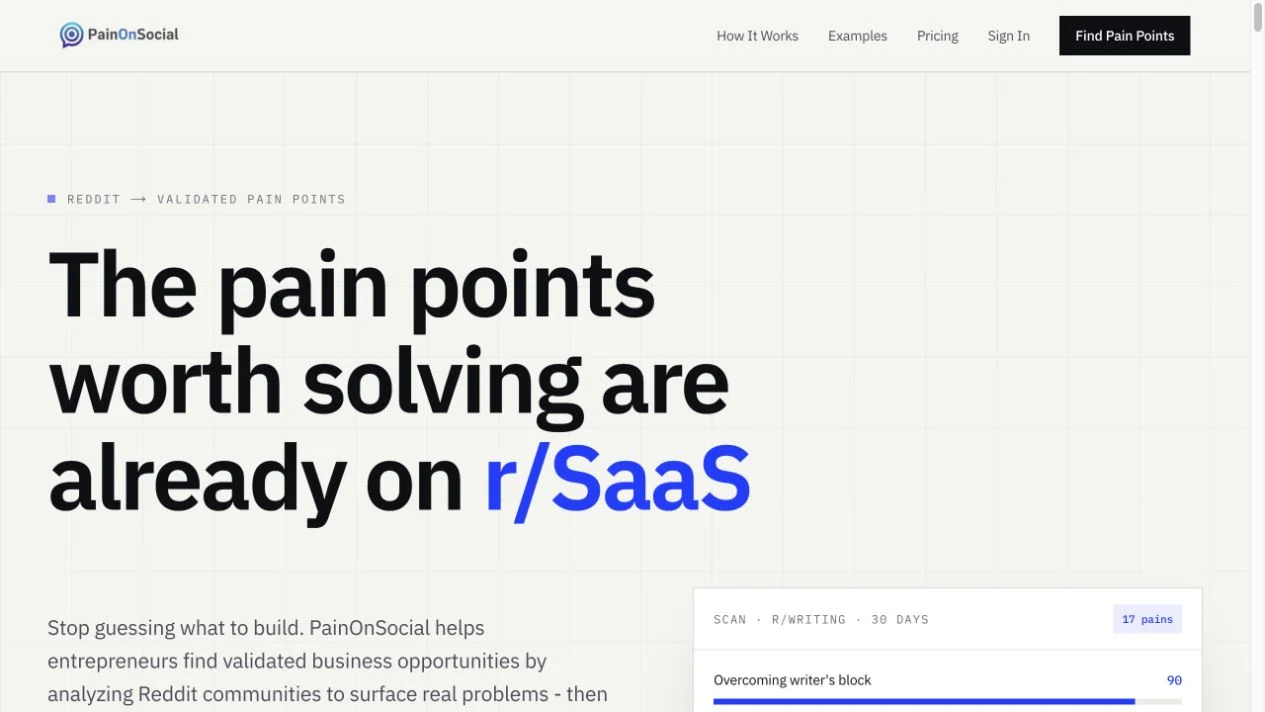 Screenshot of the PainOnSocial homepage, captured on 2026-09-21