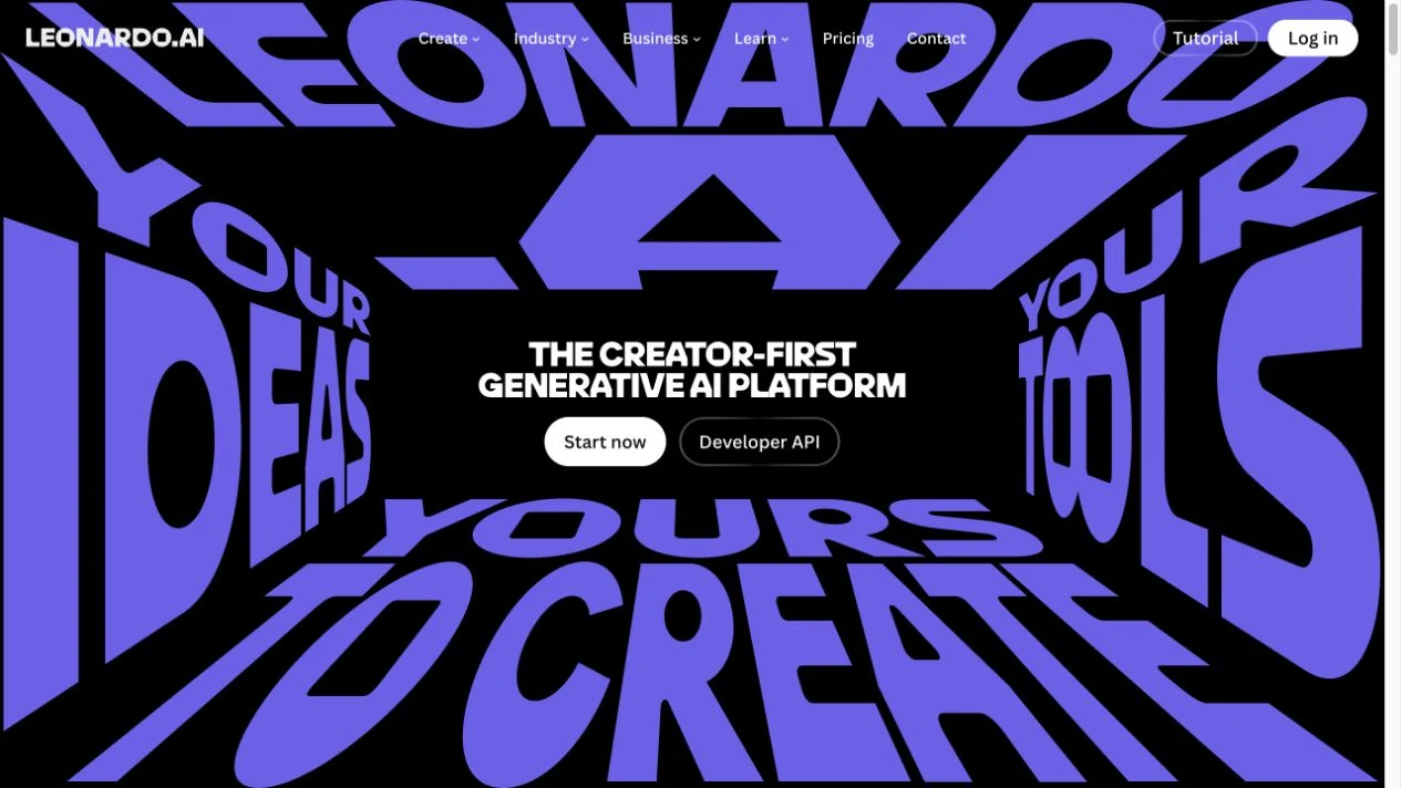 Screenshot of the Leonardo.Ai homepage, captured on 2026-09-16